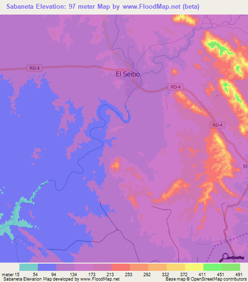 Sabaneta,Dominican Republic Elevation Map