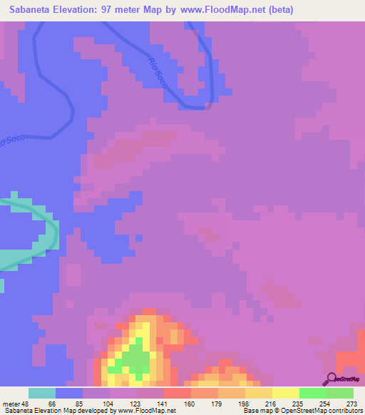 Sabaneta,Dominican Republic Elevation Map