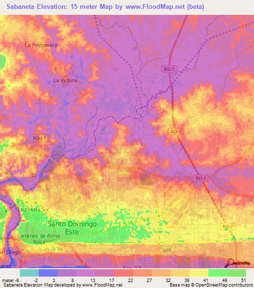 Sabaneta,Dominican Republic Elevation Map