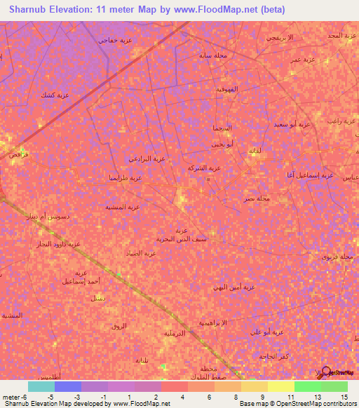 Sharnub,Egypt Elevation Map