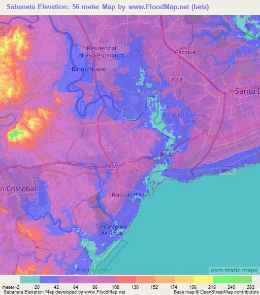 Sabaneta,Dominican Republic Elevation Map