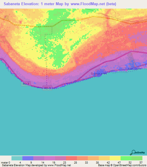 Sabaneta,Dominican Republic Elevation Map