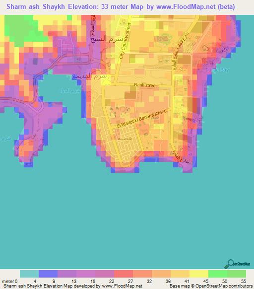 Sharm ash Shaykh,Egypt Elevation Map