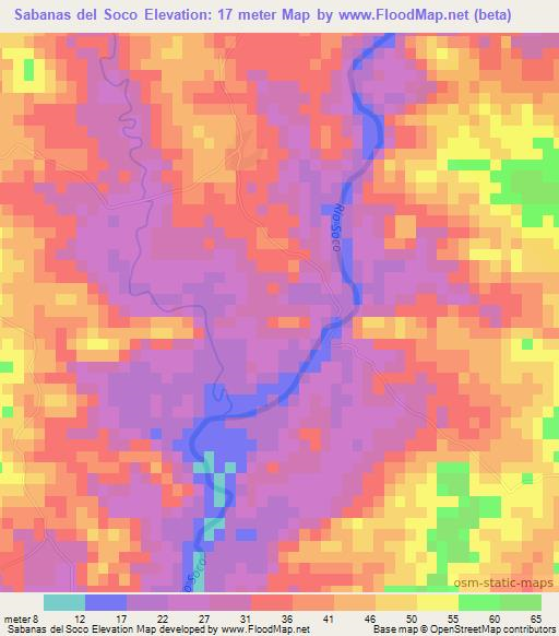 Sabanas del Soco,Dominican Republic Elevation Map