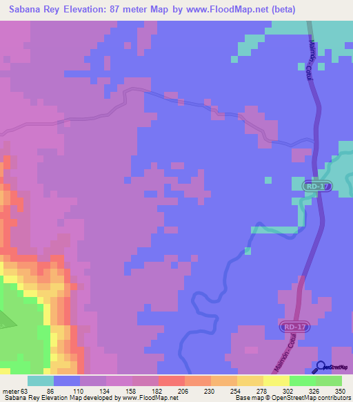 Sabana Rey,Dominican Republic Elevation Map