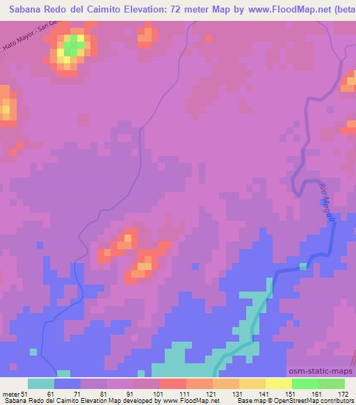 Sabana Redo del Caimito,Dominican Republic Elevation Map