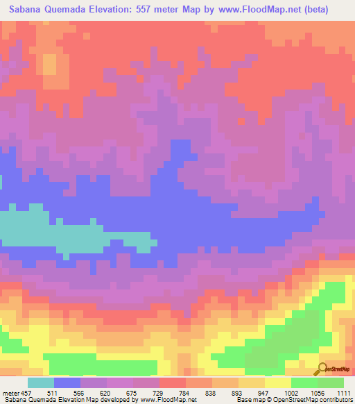 Sabana Quemada,Dominican Republic Elevation Map