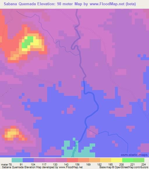 Sabana Quemada,Dominican Republic Elevation Map