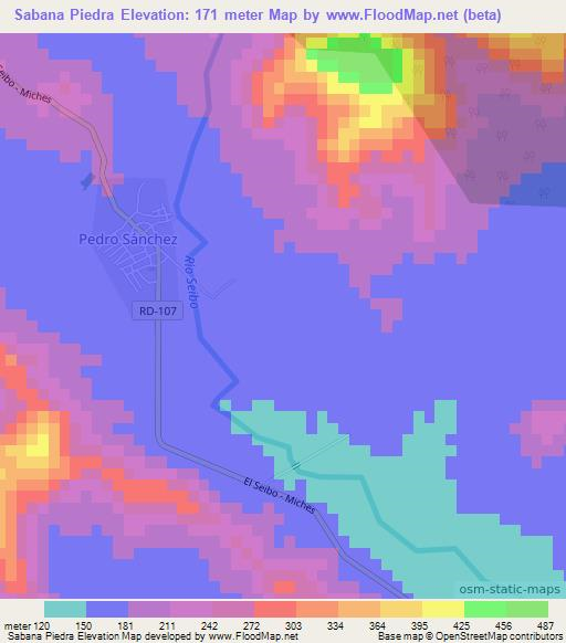 Sabana Piedra,Dominican Republic Elevation Map