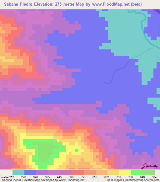 Sabana Piedra,Dominican Republic Elevation Map