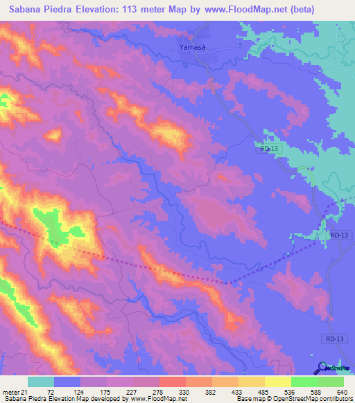 Sabana Piedra,Dominican Republic Elevation Map