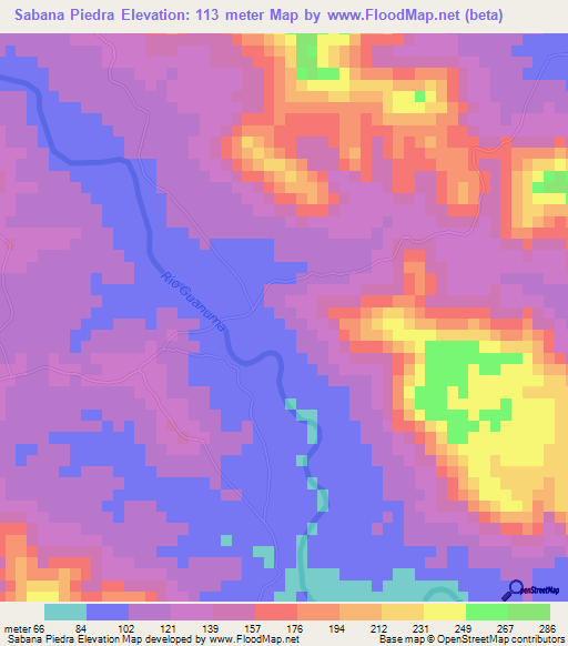 Sabana Piedra,Dominican Republic Elevation Map