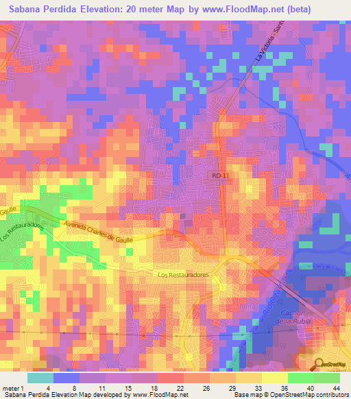 Sabana Perdida,Dominican Republic Elevation Map