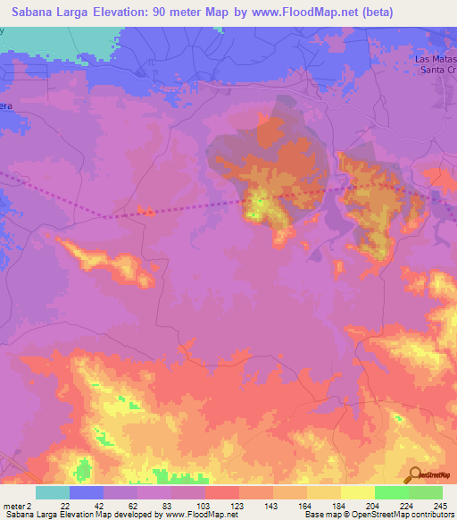 Sabana Larga,Dominican Republic Elevation Map