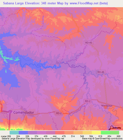 Sabana Larga,Dominican Republic Elevation Map