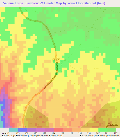 Sabana Larga,Dominican Republic Elevation Map