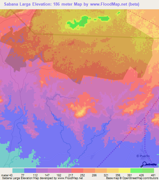 Sabana Larga,Dominican Republic Elevation Map