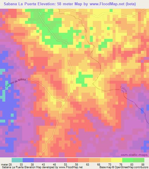 Sabana La Puerta,Dominican Republic Elevation Map