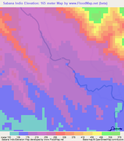 Sabana Indio,Dominican Republic Elevation Map