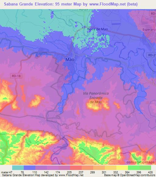 Sabana Grande,Dominican Republic Elevation Map