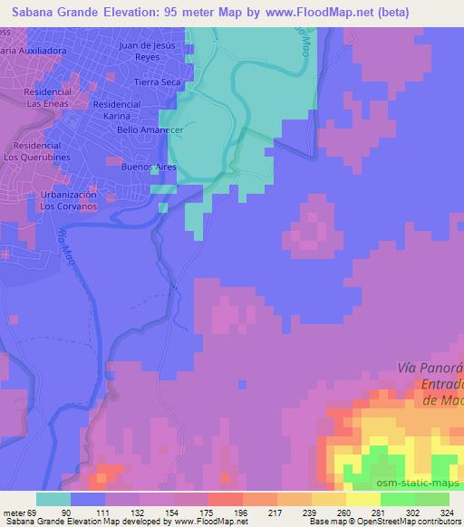 Sabana Grande,Dominican Republic Elevation Map