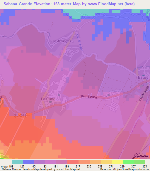 Sabana Grande,Dominican Republic Elevation Map