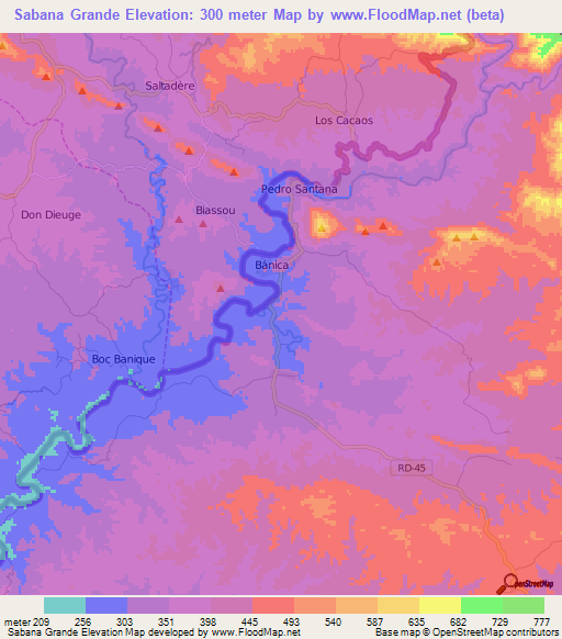 Sabana Grande,Dominican Republic Elevation Map