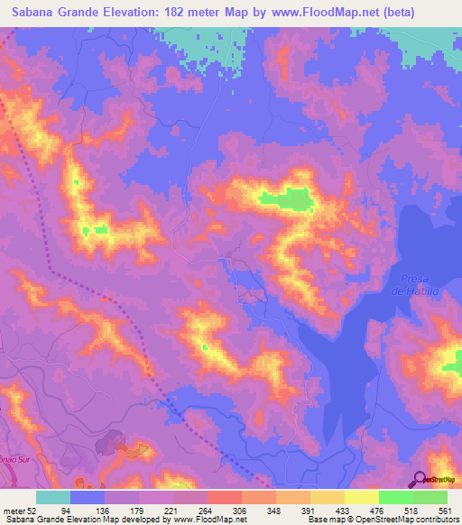 Sabana Grande,Dominican Republic Elevation Map