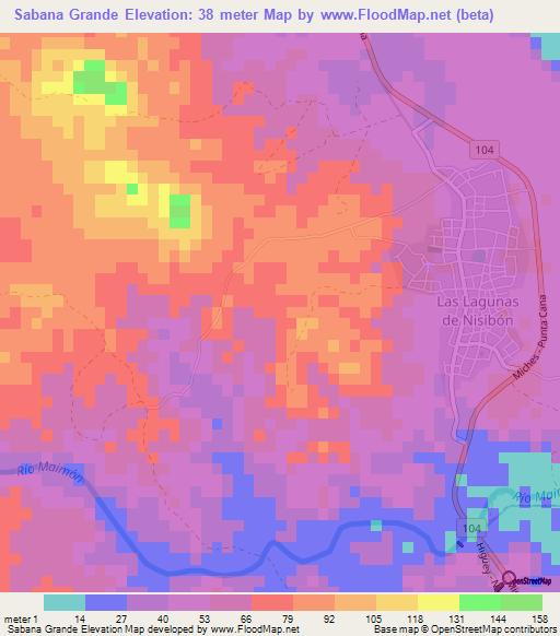 Sabana Grande,Dominican Republic Elevation Map