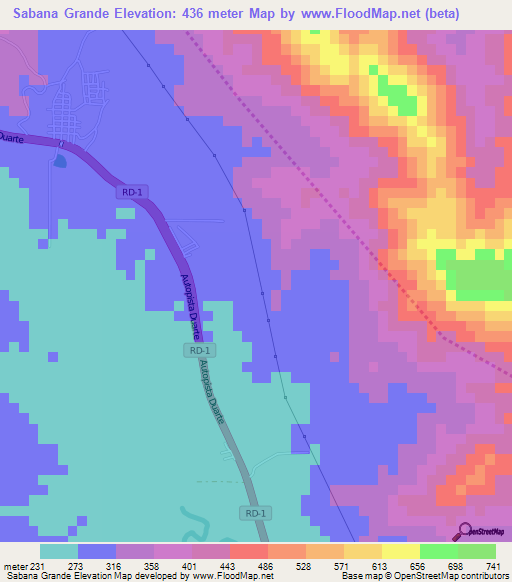 Sabana Grande,Dominican Republic Elevation Map