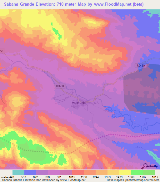 Sabana Grande,Dominican Republic Elevation Map