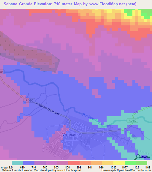 Sabana Grande,Dominican Republic Elevation Map