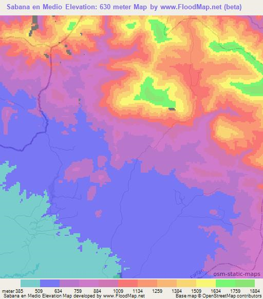 Sabana en Medio,Dominican Republic Elevation Map