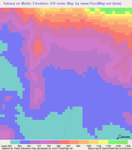 Sabana en Medio,Dominican Republic Elevation Map