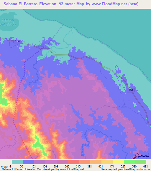 Sabana El Barrero,Dominican Republic Elevation Map