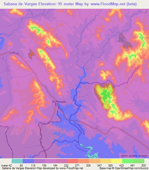 Sabana de Vargas,Dominican Republic Elevation Map