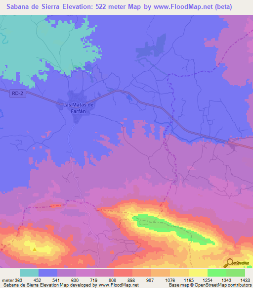 Sabana de Sierra,Dominican Republic Elevation Map