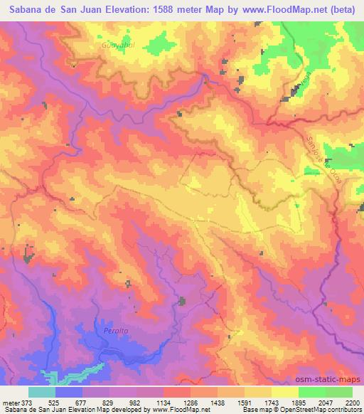 Sabana de San Juan,Dominican Republic Elevation Map