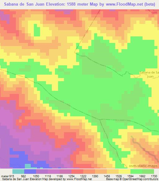 Sabana de San Juan,Dominican Republic Elevation Map