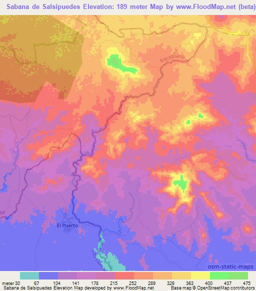 Sabana de Salsipuedes,Dominican Republic Elevation Map