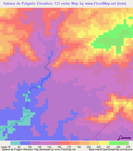 Sabana de Pulgarin,Dominican Republic Elevation Map