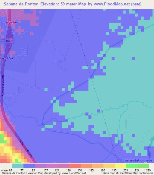 Sabana de Ponton,Dominican Republic Elevation Map