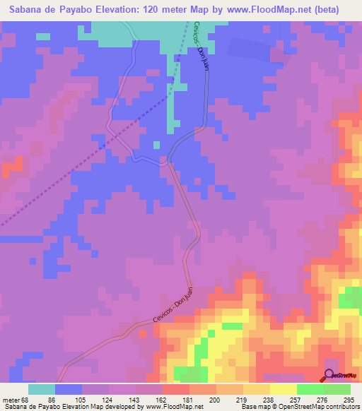 Sabana de Payabo,Dominican Republic Elevation Map