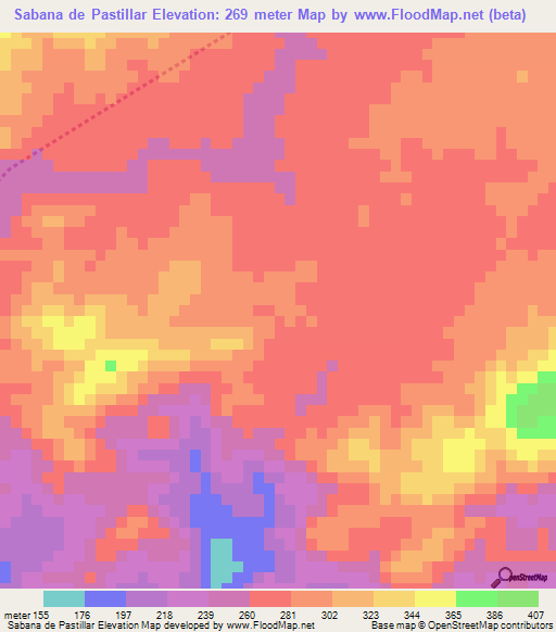 Sabana de Pastillar,Dominican Republic Elevation Map