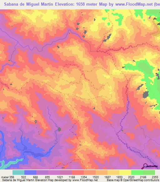 Sabana de Miguel Martin,Dominican Republic Elevation Map