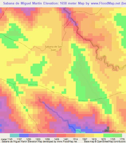 Sabana de Miguel Martin,Dominican Republic Elevation Map