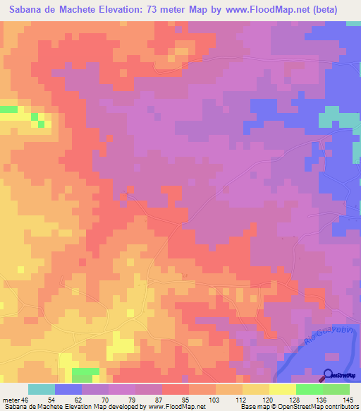 Sabana de Machete,Dominican Republic Elevation Map