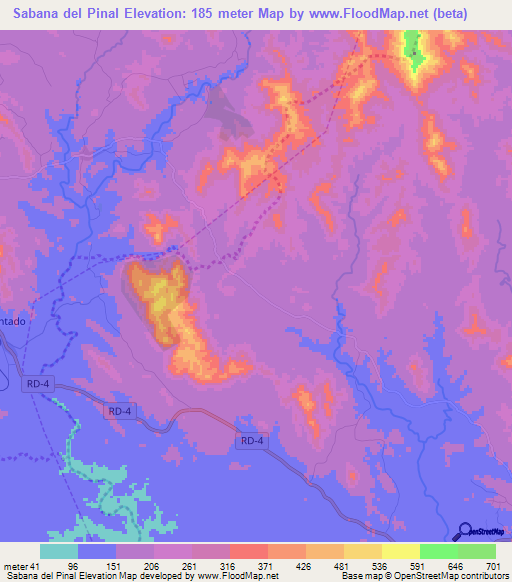 Sabana del Pinal,Dominican Republic Elevation Map