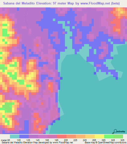 Sabana del Meladito,Dominican Republic Elevation Map