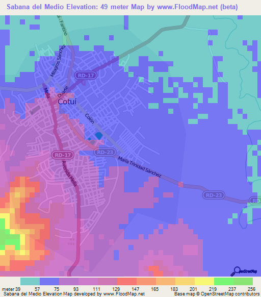 Sabana del Medio,Dominican Republic Elevation Map